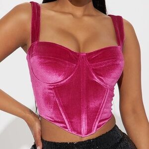 NEW Fuschia Velvet Corset Crop Top